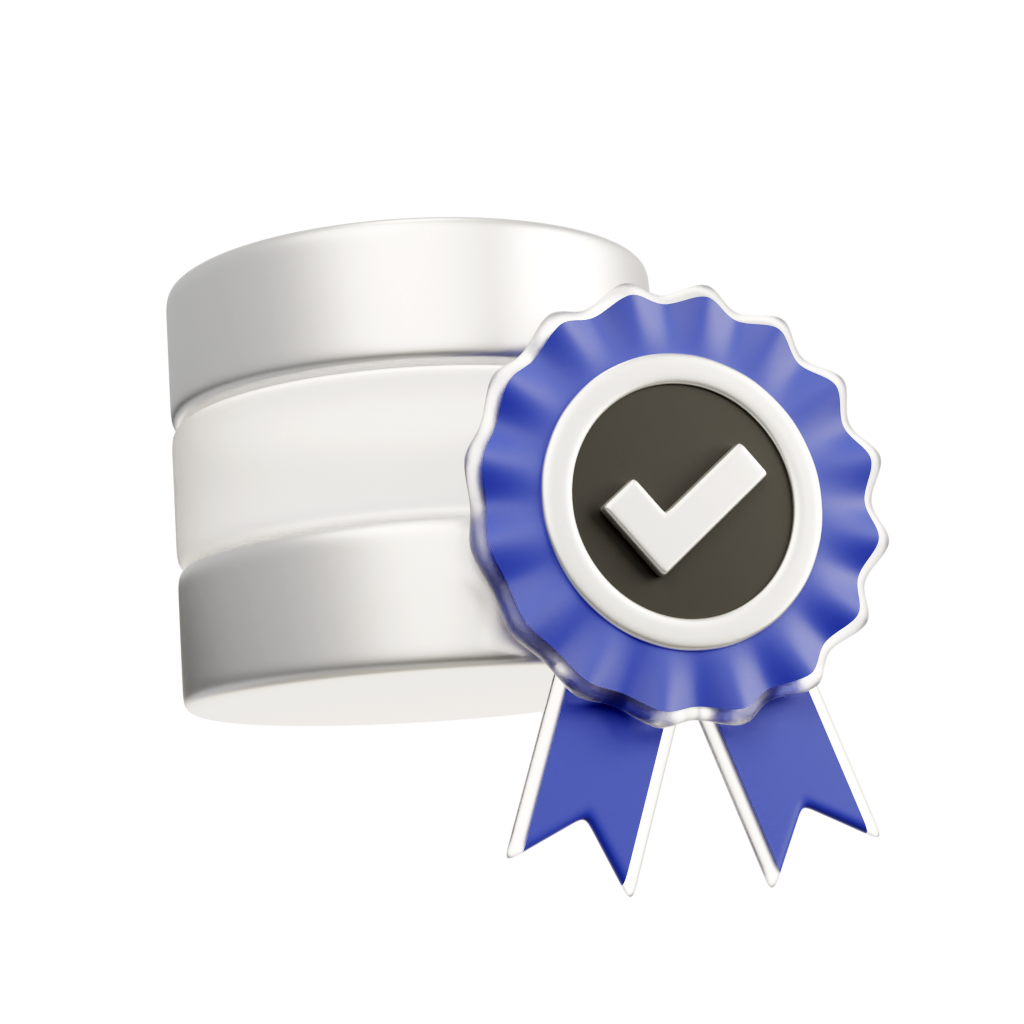 White Database with a blue medal