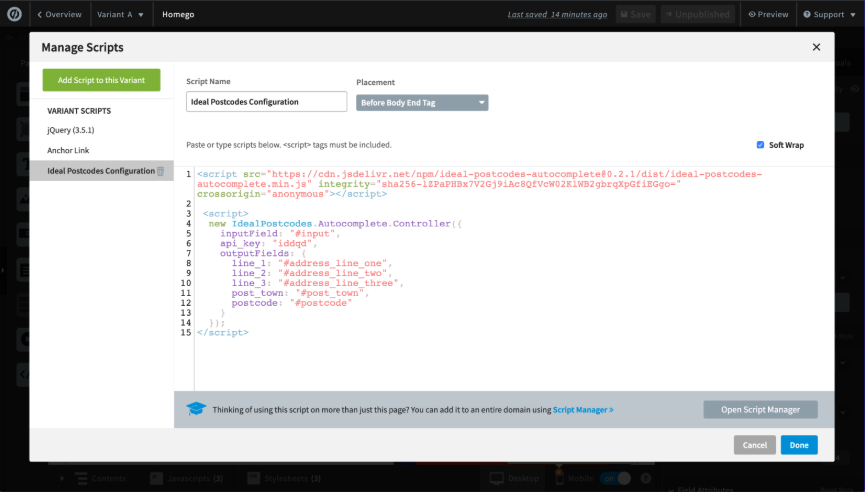 Copy and paste our pre-made code to your settings