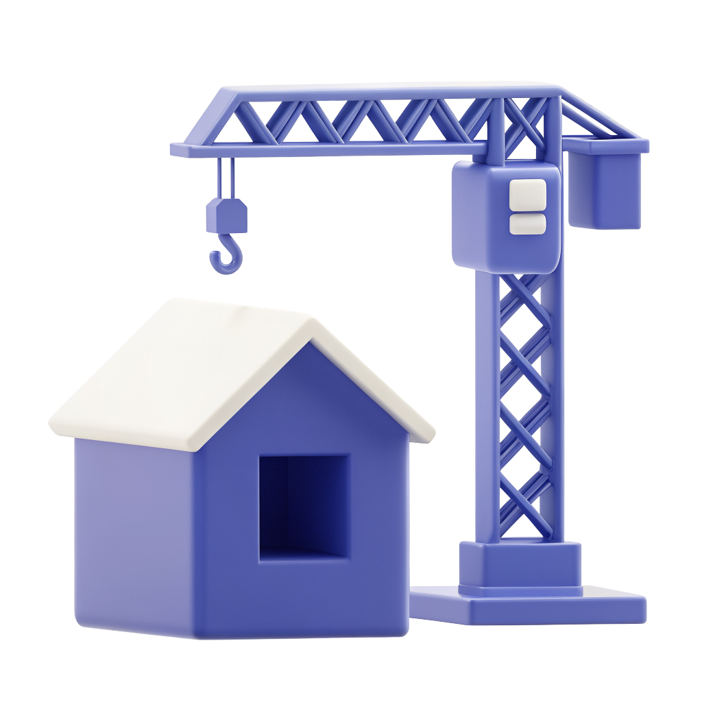 Crane beside a half-built house